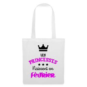 Prinzessin geboren im Februar Geburtstagsgeschenk - Stoffbeutel - Weiß - Vorne
