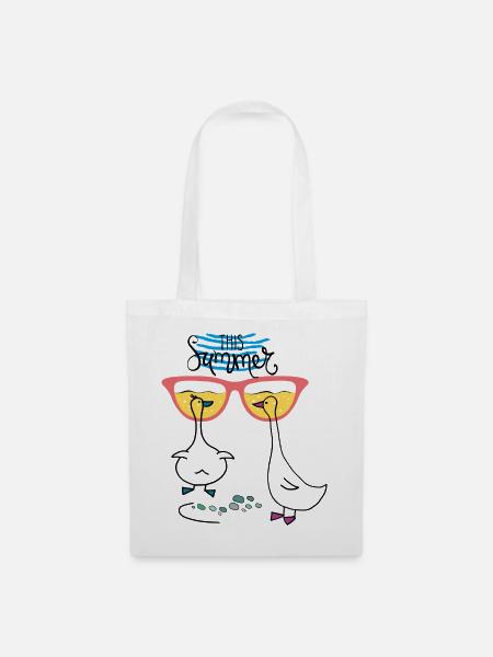 Gänse mit Sonnenbrille - Stoffbeutel - Weiß