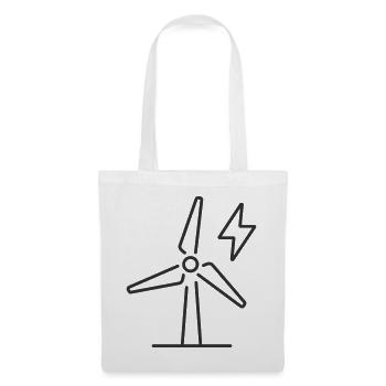 Windturbinen-Linien-Symbol für erneuerbare Energien - Stoffbeutel - Weiß - Vorne