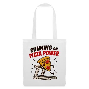 Pizza Power Laufbandheld - Stoffbeutel - Weiß - Vorne
