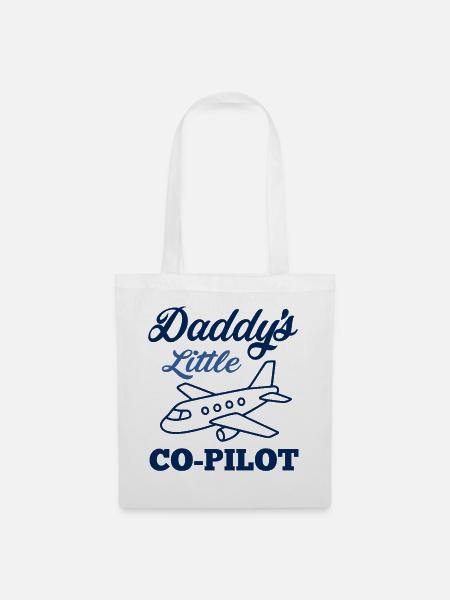 Papas kleiner Co-Pilot – Flugzeug - Stoffbeutel - Weiß
