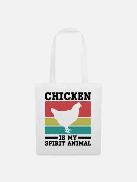 Huhn Seelentier Retro - Stoffbeutel - Weiß