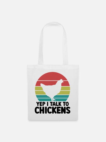 Huhn Spruch Humor Retro - Stoffbeutel - Weiß