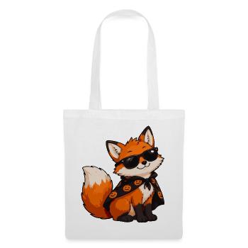 Fuchs mit Sonnenbrille und Kürbiscape - Stoffbeutel - Weiß - Vorne