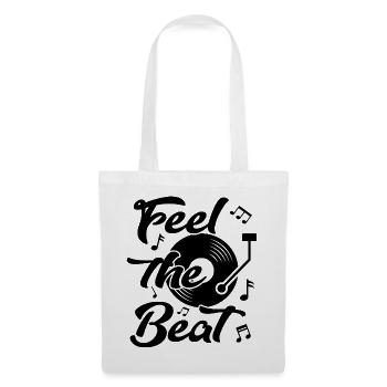 Feel the Beat Music Sprüche Platte Vinyl DJ Dance - Stoffbeutel - Weiß - Vorne