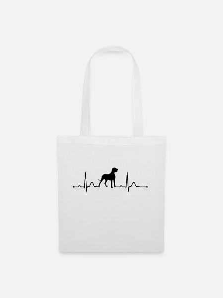 DEUTSCHE DOGGE - GREAT DANE heartbeat Herzschlag - Stoffbeutel - Weiß