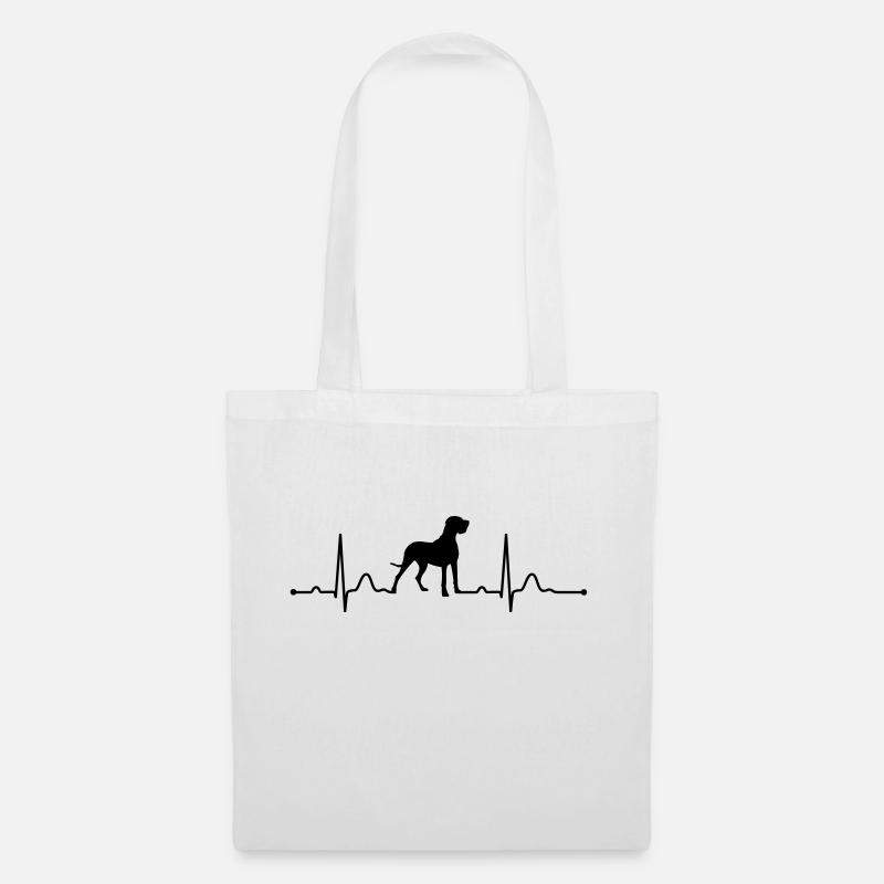 DEUTSCHE DOGGE - GREAT DANE heartbeat Herzschlag - Stoffbeutel - Weiß