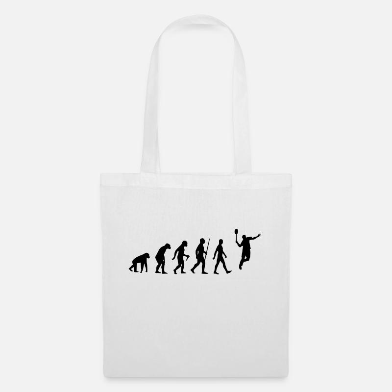 Evolution - Federball, Badminton, Mensch, Affe - Stoffbeutel - Weiß