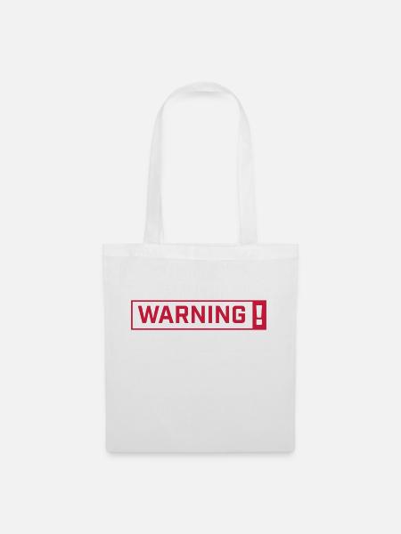 WARNING ! - Stoffbeutel - Weiß