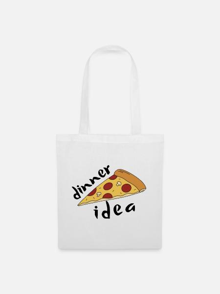 Cartoon-Peperoni-Pizza – Abendessen-Idee - Stoffbeutel - Weiß