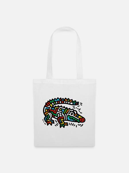 Alligator-Krokodil - Stoffbeutel - Weiß