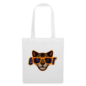Katze mit orangefarbener Sonnenbrille - Stoffbeutel - Weiß - Vorne