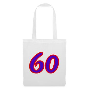 60. 60 ANS. 60e ANNIVERSAIRE. ANNIVERSAIRE 60 ANS. - Sac en tissu - blanc - Devant