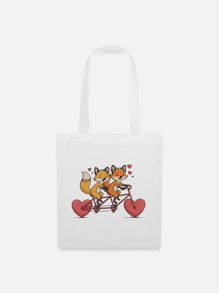 Foxen-Tandem mit Herzliebe fuchs paar - Stoffbeutel - Weiß