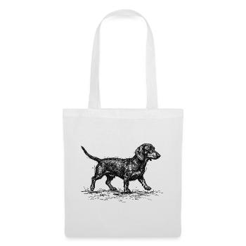 Dackel Sketch – Minimalistisches Hund Design - Stoffbeutel - Weiß - Vorne