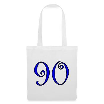90. 90 ANS. 90e ANNIVERSAIRE. ANNIVERSAIRE 90 ANS. - Sac en tissu - blanc - Devant
