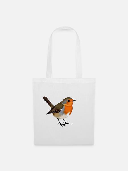 Rotkehlchen Vogel - Stoffbeutel - Weiß