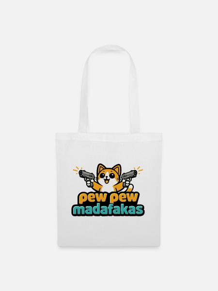 Pew Pew Madafakas Katze - Stoffbeutel - Weiß