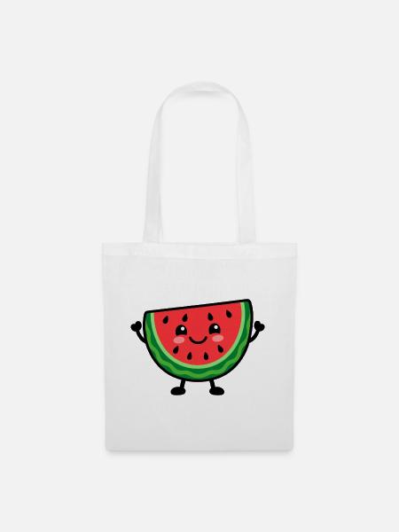 Lächelnde Wassermelonenscheibe Cheer - Stoffbeutel - Weiß