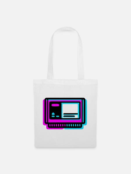 Retro Spielekassette Glitch Icon - Stoffbeutel - Weiß