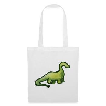 Salbeigrüner Aquarell-Dino - Stoffbeutel - Weiß - Vorne