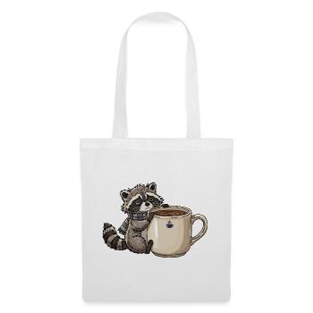 Tired Raccoon Coffee Design - Stoffbeutel - Weiß - Vorne