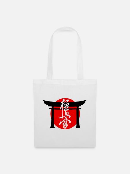 Kyokushin geschrieben in japanischen Kanji weiß Torii - Stoffbeutel - Weiß