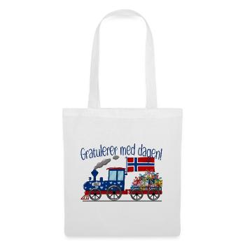 Gratulerer med dagen Norwegen Geschenke Eisenbahn - Stoffbeutel - Weiß - Vorne