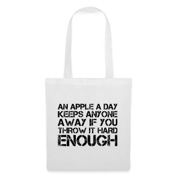 an apple a day keeps anyone away if you throw It - Stoffbeutel - Weiß - Vorne