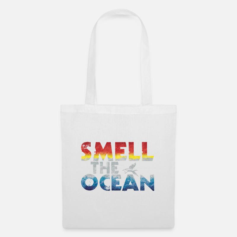 Rieche das Meer - Gradient Schrift - Stoffbeutel - Weiß