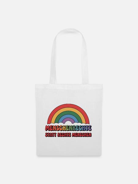 Menschenrechte statt rechte Menschen - Cool Pride - Stoffbeutel - Weiß