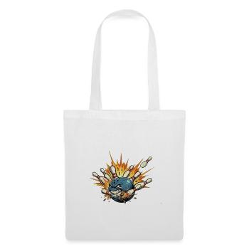 Wütender Bowlingball trifft Pins - Kegelshirt - Stoffbeutel - Weiß - Vorne