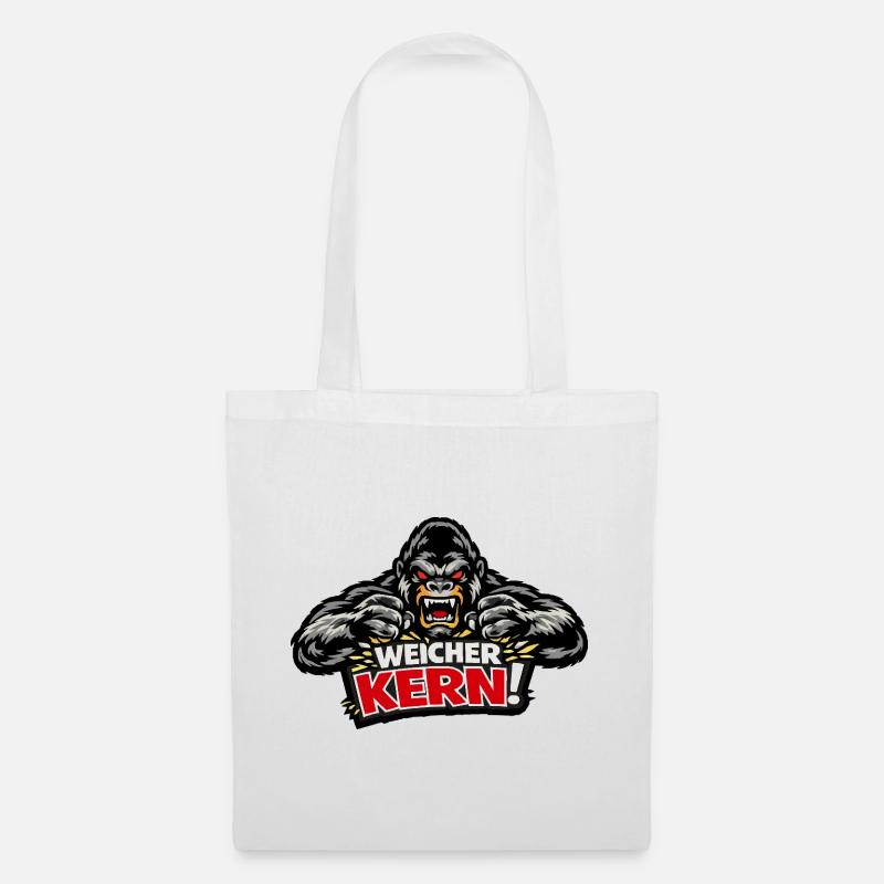 Weicher Kern - Böser Gorilla Spruch - Stoffbeutel - Weiß