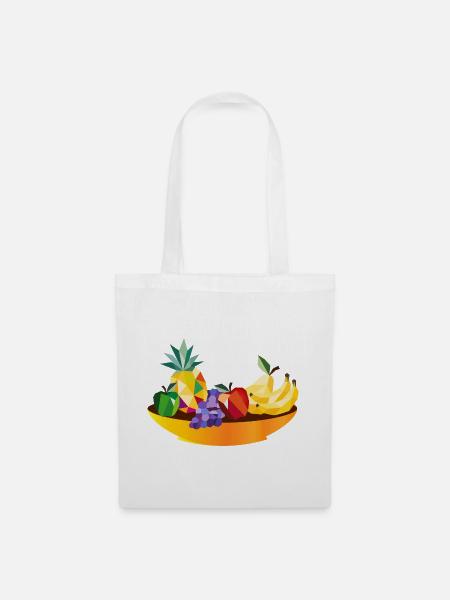 Geometrisches Obst Stillleben – Früchte Schale - Stoffbeutel - Weiß