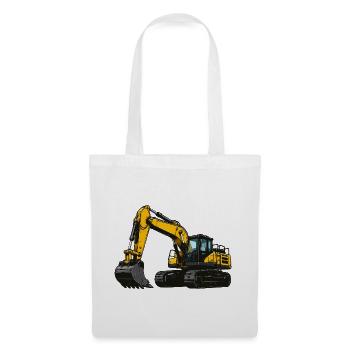 Gelbe Baumaschine Bagger - Stoffbeutel - Weiß - Vorne