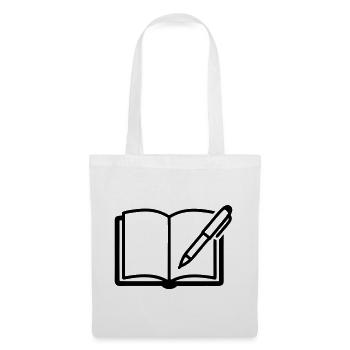 Offenes Buch Kugelschreiber Logo - Stoffbeutel - Weiß - Vorne