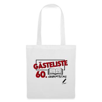 Gästeliste Gästebuch 60. Geburtstag Happy Birthday - Stoffbeutel - Weiß - Vorne