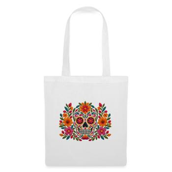 Floral Sugar Skull Burst - Stoffbeutel - Weiß - Vorne
