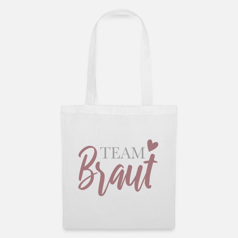 Team Braut mit Herz - Stoffbeutel - Weiß