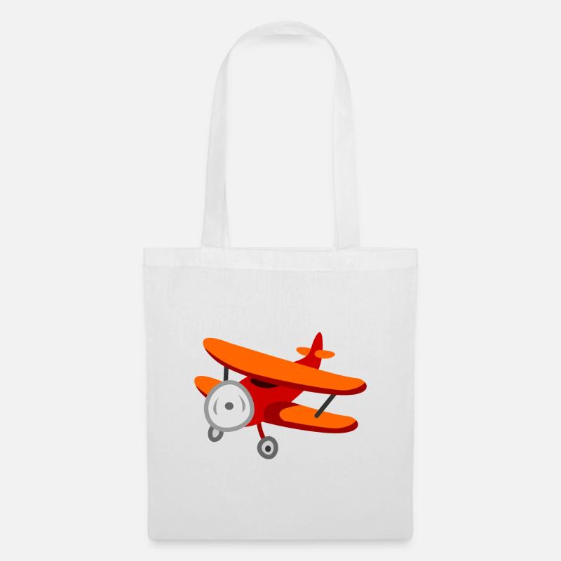 Red biplane plane - Tote Bag - white