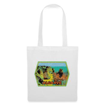Badge retro, Algarve Portugal, plage été soleil - Sac en tissu - blanc - Devant