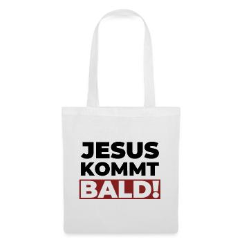 Jesus Christus kommt bald - Christliches Shirt - Stoffbeutel - Weiß - Vorne