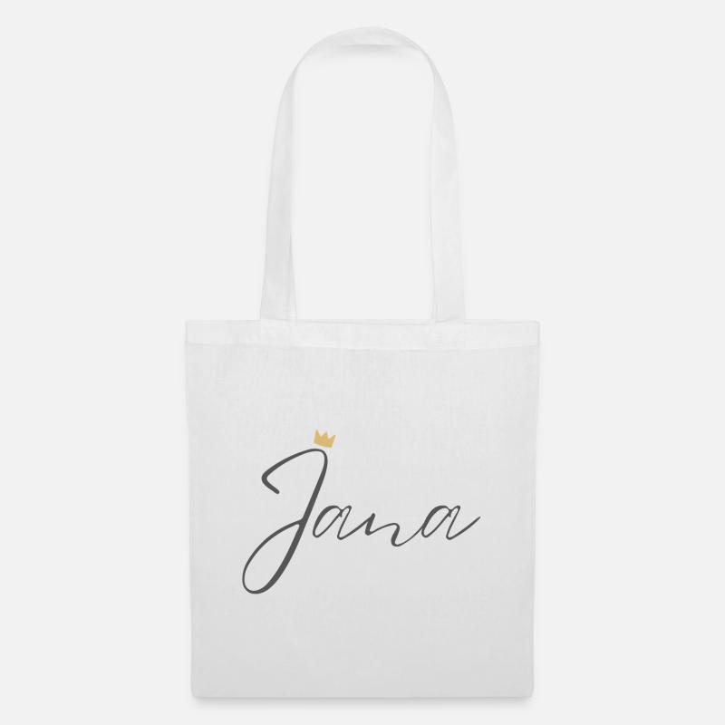 Prinzessin Jana Crown Hemd – Name mit Buchstabe J - Stoffbeutel - Weiß