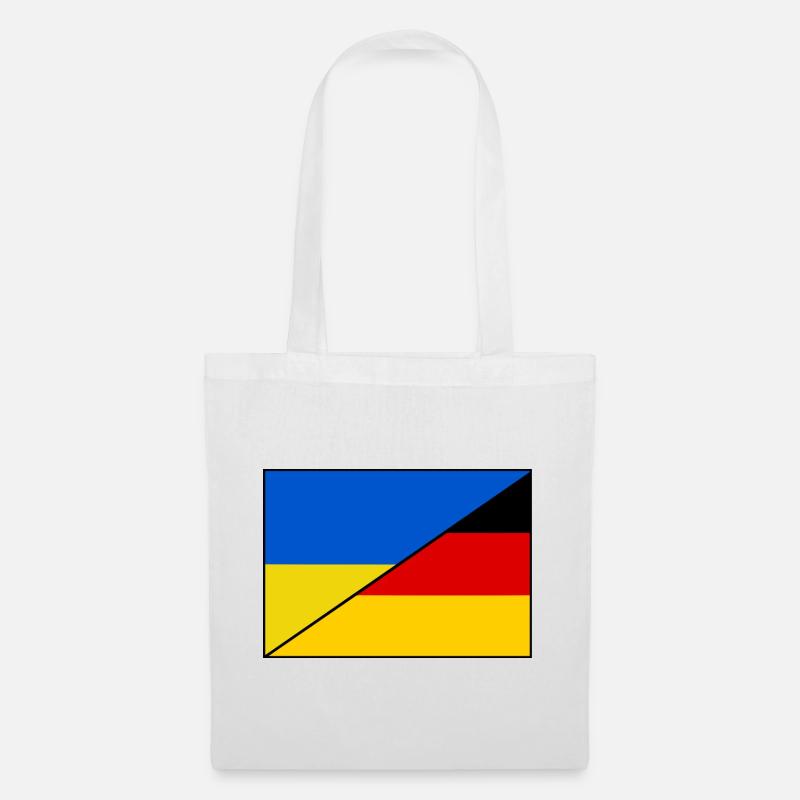 Ukraine Deutschland Flagge, Patch - Stoffbeutel - Weiß