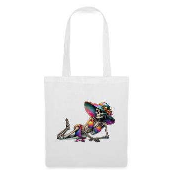 Sunlit Skeleton in Floral Hat - Tote Bag - white - Front