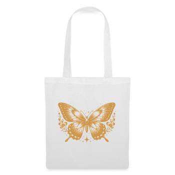 Vintage floraler goldener Schmetterling - Stoffbeutel - Weiß - Vorne