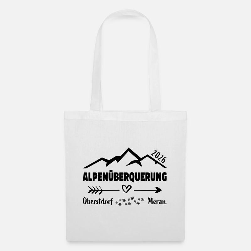 Alpenüberquerung E5 2026 Oberstdorf Meran - Stoffbeutel - Weiß