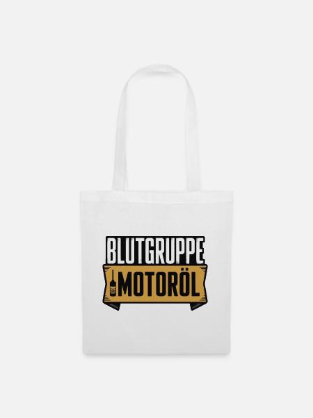 Blutgruppe Motoröl Schrauber Design - Stoffbeutel - Weiß