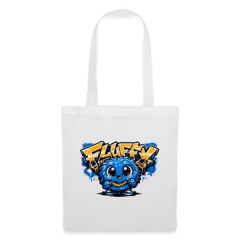 Mascotte bleue Graffiti duveteuse - Sac en tissu - blanc - Devant