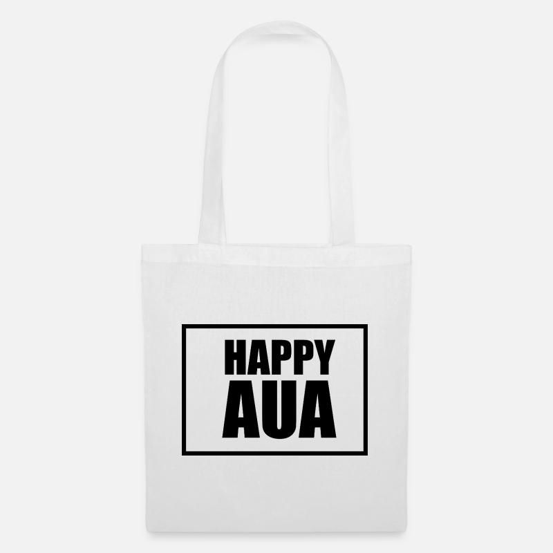 Happy AUA Typografie Design - Stoffbeutel - Weiß